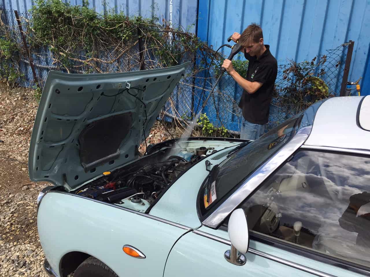 Washing the Figaro Engine Bay