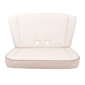 Nissan Figaro Fluted Design Rear Seat Back And Base In Ivory Leather With Green Piping
