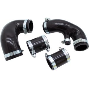 Nissan Figaro Complete Turbo Hose Set (set of 4) with Clips Included In Gloss Black Silicone