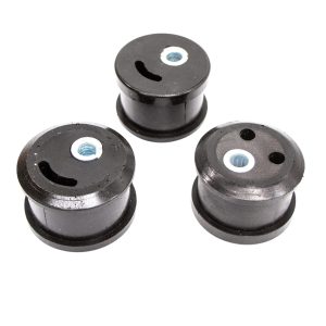 Nissan Figaro Polyurethane Engine Mount Set of 3 In Black Material with Relief Apertures and Steel Central Tubes - Front View