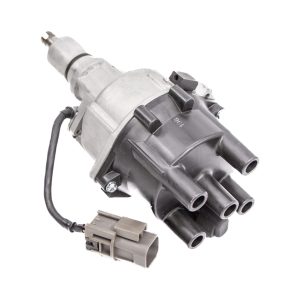 Nissan Figaro Reconditioned Ignition Distributor With Black Distributor Cap In Silver Finish With Grey Plug
