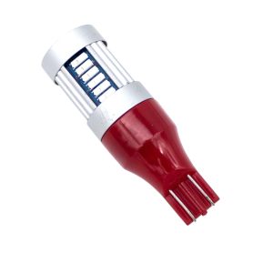 Red Emitting LED Bulb With Red Base, Silver Aluminium Top Housing Multiple LED's