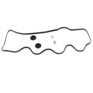 Nissan Figaro Rocker Cover Gasket Set Comprising Of Black Rubber Rocker Cover Gasket, x2 Silver Dome Nuts and x2 Silver/Rubber Rocker Cover Top Seal