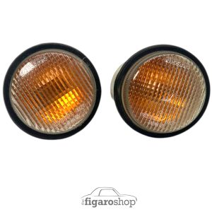 Nissan Figaro Used Round Orange Front Grille Indicators With Black Rubber Seals And Hazed Front Lenses