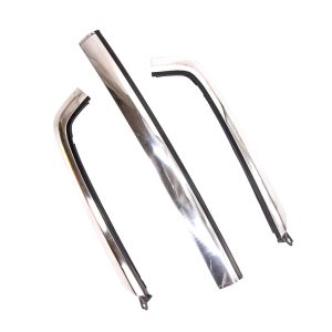 Nissan Figaro Refurbished 3pc Windscreen Surround Set With Black Edging and Rubber Seal In Polished Stainless Steel Finish