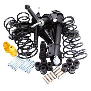 Nissan Figaro Complete Suspension Overhaul Kit With Shocks and Springs, Bump Stops, Lower Front Arms, Rear Polyurethane Trailing Arm Bushings and Hardware