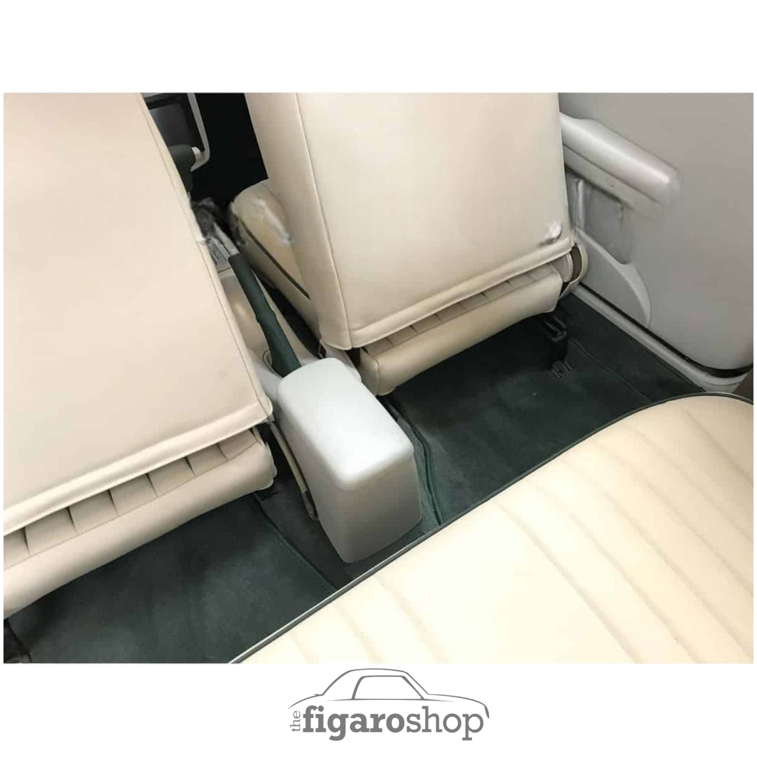 Green Nissan Figaro Carpet Set Installed In Vehicle - Rear Compartment