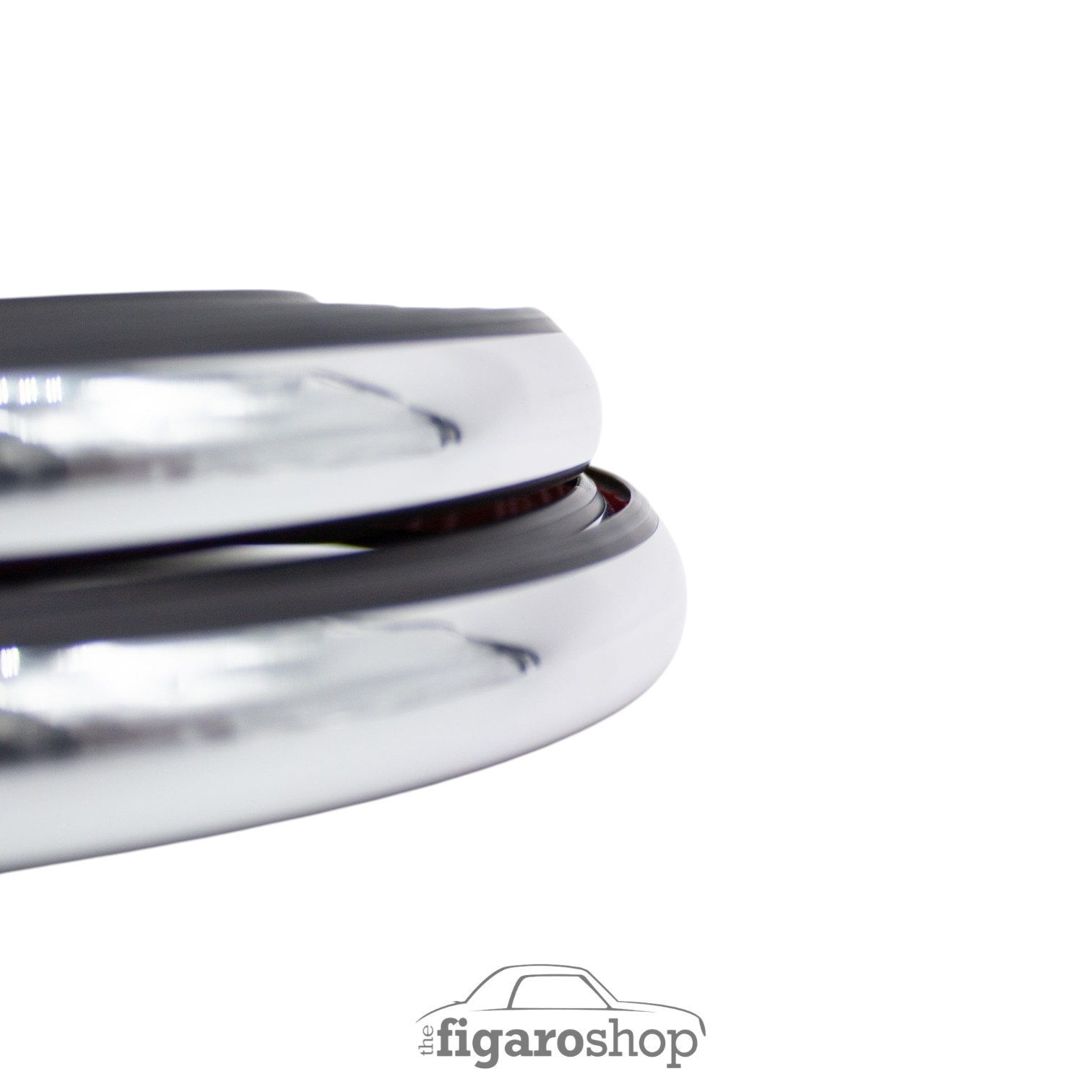 Nissan Figaro Chrome Wheel Arch Trim Close Up Showing Chrome Profile and Border