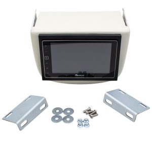 Nissan Figaro Double Din Facia Conversion Showing Ivory Painted Facia Housing Black Double Din Audio Unit (not included) With Brackets and Hardware
