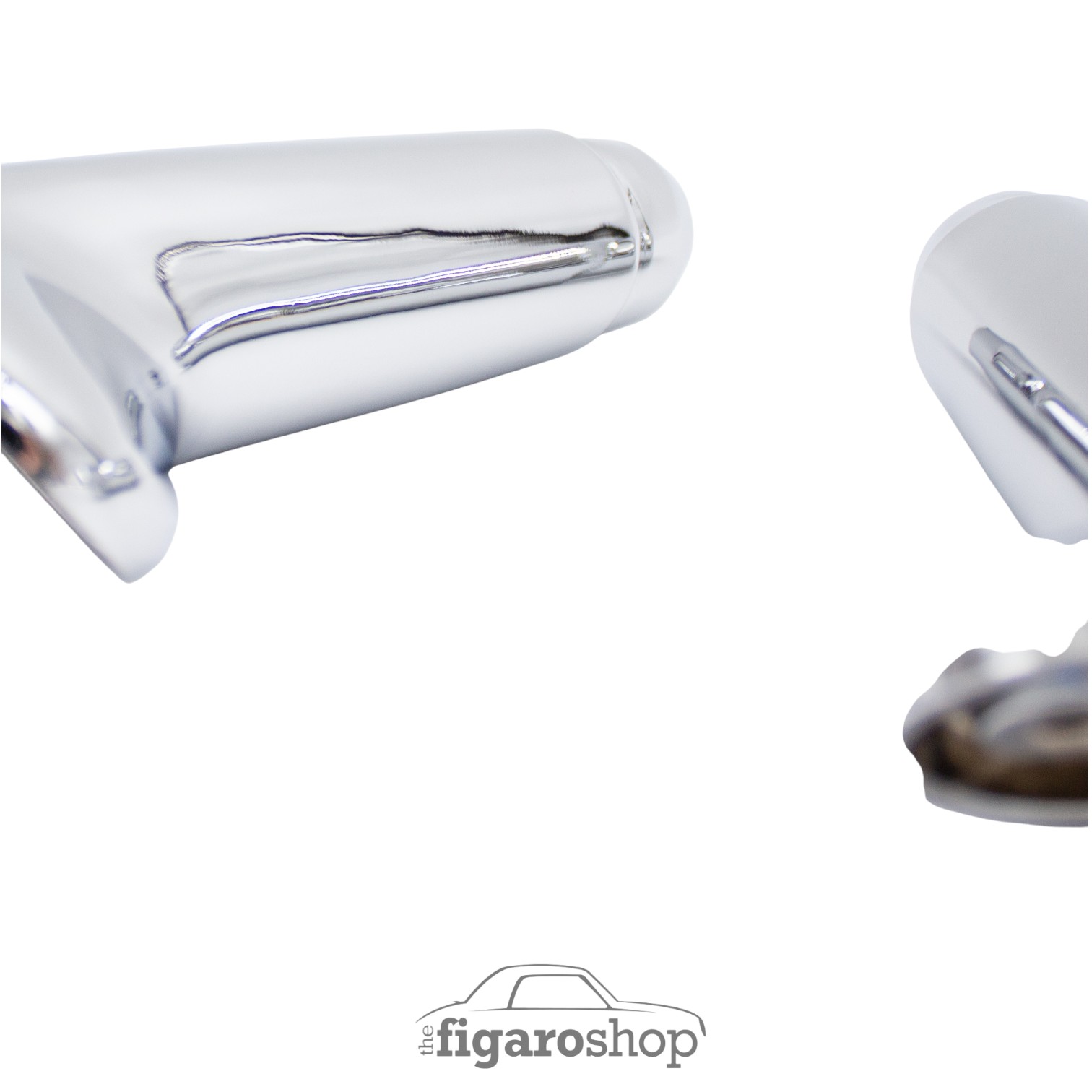 Single Nissan Figaro Chrome Plated Mirror Stalk With Oval Base - Top View - Detail