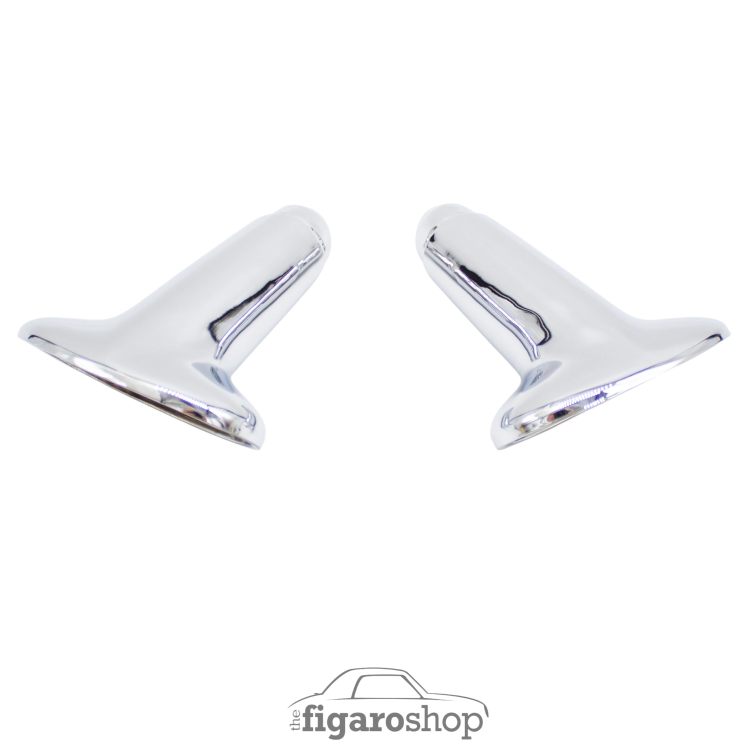 Pair Of Nissan Figaro Chrome Plated Mirror Stalks With Oval Base - Top View