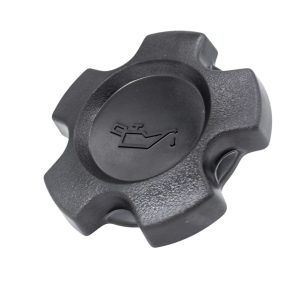 Nissan Figaro Black Plastic Composite Oil Cap with 5 Outer Tabs and Central Recess With Oil Can Logo