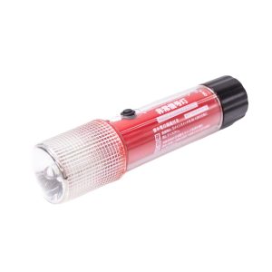 Led Warning Flare With Clear Lens, Red Cylindrical Body, Black Base and Black Rubber Button