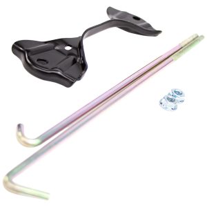 Nissan Battery Clamp Kit Including Black Lateral Clamp Bar, x2 J Hook Threaded Bars In Yellow Zinc Plating and x2 Silver Zinc Plated Serrated Nuts