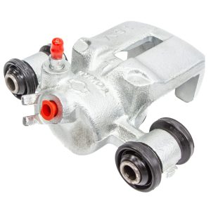 Silver Zinc Plated Brake Caliper With New Slider Pins, Dust Boots and Red Bleed Nipple Cover With Removeable Red Fluid Feed Post Cover - Left Hand