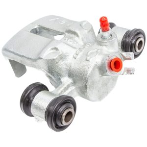 Silver Zinc Plated Brake Caliper With New Slider Pins, Dust Boots and Red Bleed Nipple Cover With Removeable Red Fluid Feed Post Cover - Right Hand