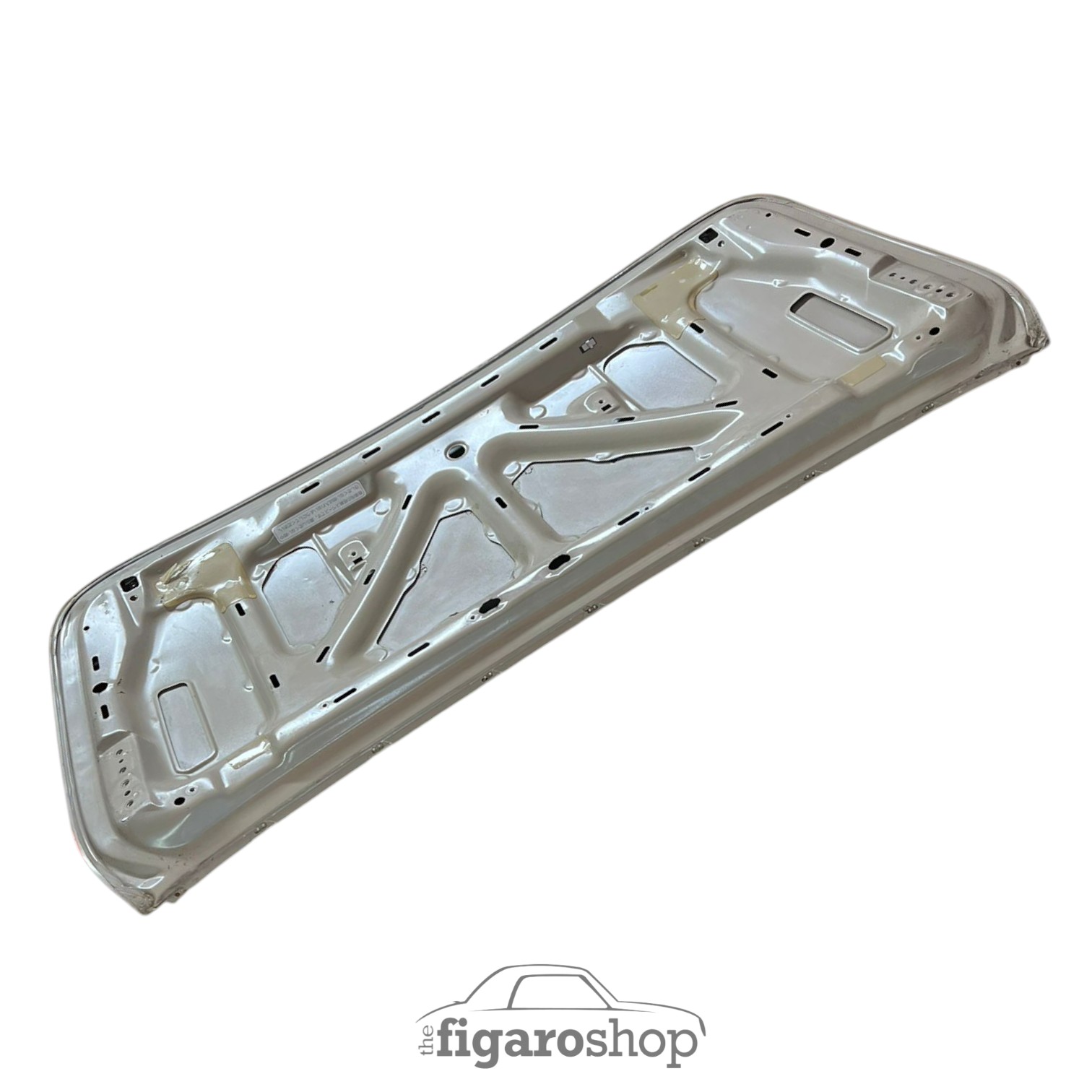 Nissan Figaro Used Upper Bootlid Panel In Topaz Mist Colour - Inner Skeleton Side Angle View
