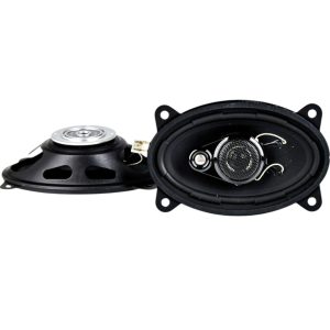 In Phase 6x4" Speaker Pair Showing Front of One Speaker and Magnet of Second Speaker And Coaxial Speaker In Black Diaphragm
