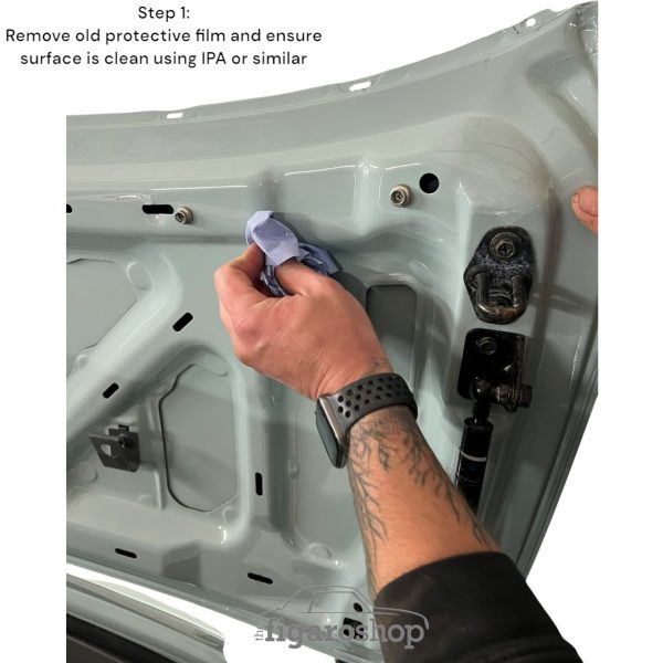Protective Clear Film Guide Step 1 for Nissan Figaro Upper Bootlid