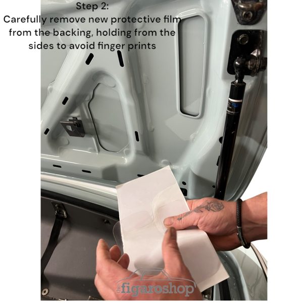 Protective Clear Film Guide Step 2 for Nissan Figaro Upper Bootlid