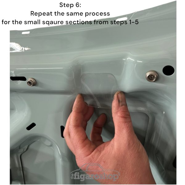 Protective Clear Film Guide Step 6 for Nissan Figaro Upper Bootlid