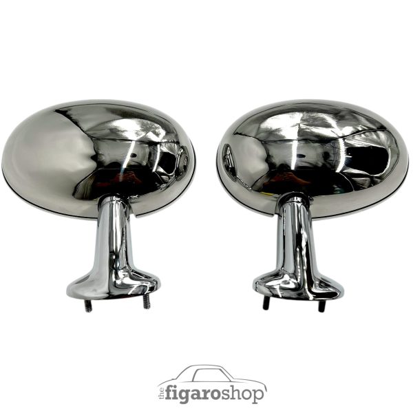 Polished Stainless Steel Mirror Caps fitted to mirrors rear view