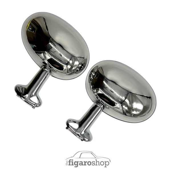 Polished Stainless Steel Mirror Caps fitted to mirrors rear view