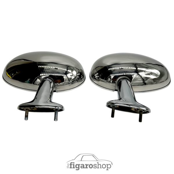 Polished Stainless Steel Mirror Caps fitted to mirrors rear / underside view
