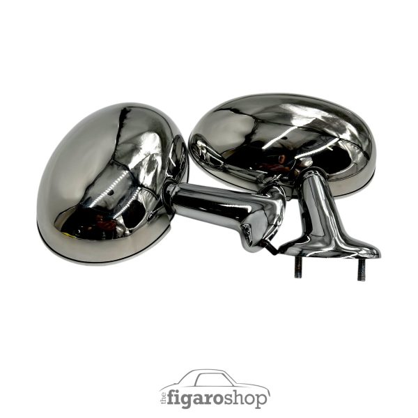 Polished Stainless Steel Mirror Caps fitted to mirrors top view