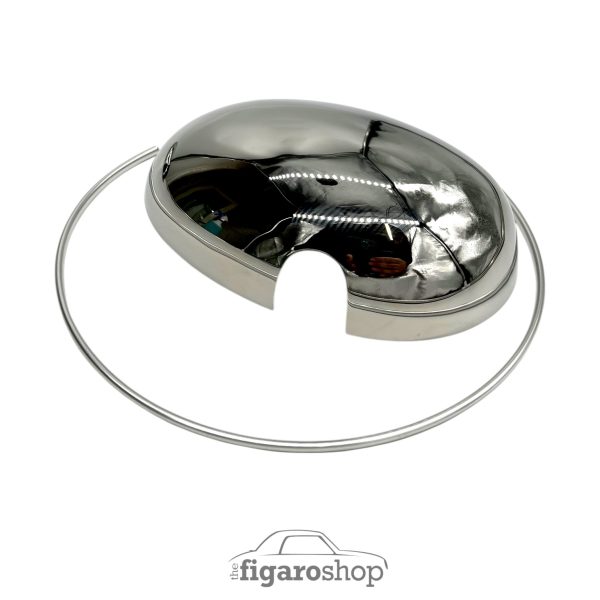 Polished Stainless Steel Mirror Cap (right) with Finishing Trim