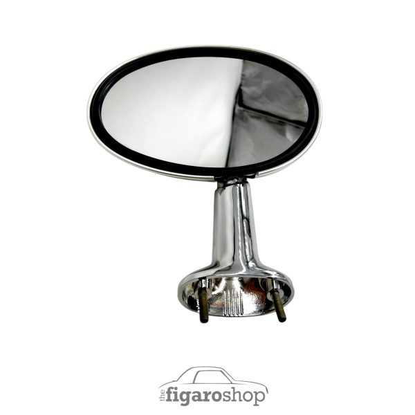 Polished Stainless Steel Mirror Cap fitted to mirror (left) rear view