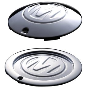 Michelotti Alloy Wheel Centre Caps x2 In Chrome Finish With Large M logo in Domed and Flat Design