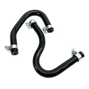 Nissan Figaro Silicone Gearbox To Cooler Hoses In Gloss Black Silicone With Silver Clips Fitted To Each End