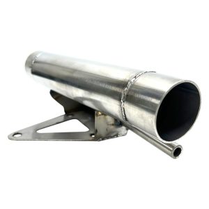 Stainless Steel Nissan Figaro Resonator Bypass Pipe With Triangular Bracket Welded To Base And Secondary Breather Under Main Tube